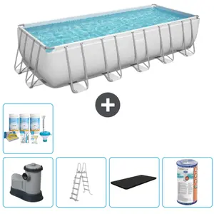 Bestway Rechthoekig Power Steel Zwembad - 640 x 274 x 132 - Grijs - In... pas cher