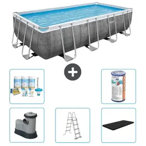 Bestway Rechthoekig Power Steel Zwembad - Rattanprint - 549 x 274 x 12...