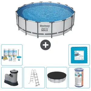 Bestway Rond Steel Pro MAX Zwembad - 488 x 122 cm - Grijs - Inclusief ...