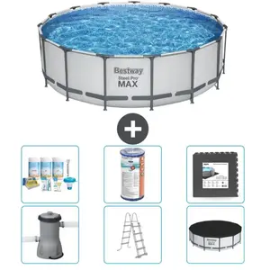 Bestway Rond Steel Pro MAX Zwembad - 457 x 122 cm - Grijs - Inclusief ...