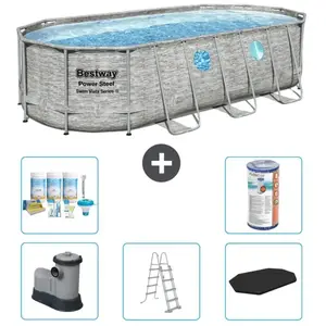 Bestway Ovaal Power Steel Swim Vista Zwembad - Steenprint - 549 x 274 ...