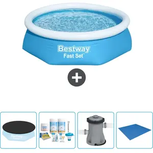 Bestway Rond Opblaasbaar Fast Set Zwembad - 244 x 61 cm - Blauw - Incl...Vendu parbol