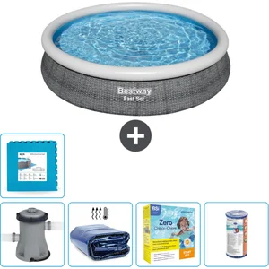 Bestway Rond Opblaasbaar Fast Set Zwembad - Rotanprint - 366 x 76 cm -...