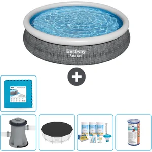 Bestway Rond Opblaasbaar Fast Set Zwembad - Rotanprint - 366 x 76 cm -...