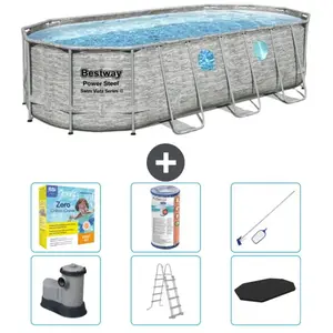 Bestway Ovaal Power Steel Swim Vista Zwembad - Steenprint - 549 x 274 ... pas cher