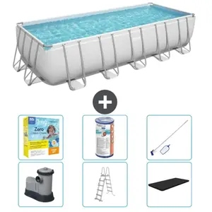 Bestway Rechthoekig Power Steel Zwembad - 640 x 274 x 132 - Grijs - In...