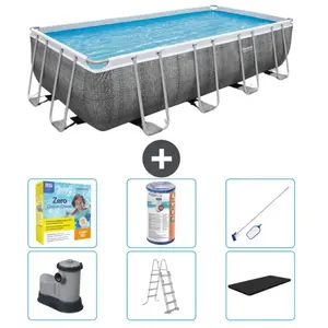 Bestway Rechthoekig Power Steel Zwembad - Rattanprint - 549 x 274 x 12...