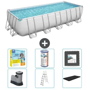 Bestway Rechthoekig Power Steel Zwembad - 640 x 274 x 132 - Grijs - In... pas cher