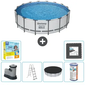 Bestway Rond Steel Pro MAX Zwembad - 488 x 122 cm - Grijs - Inclusief ... pas cher
