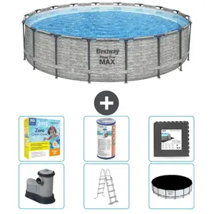 Bestway Rond Steel Pro MAX Zwembad - Steenprint - 549 x 122 - Inclusie... pas cher