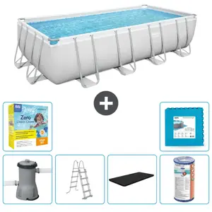 Bestway Rechthoekig Power Steel Zwembad - 488 x 244 x 122 - Grijs Incl...