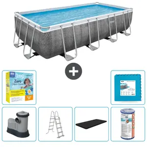 Bestway Rechthoekig Power Steel Zwembad - Rattanprint - 549 x 274 x 12... pas cher