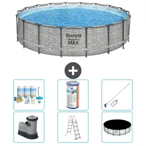 Bestway Rond Steel Pro MAX Zwembad - Steenprint - 549 x 122 - Inclusie... pas cher