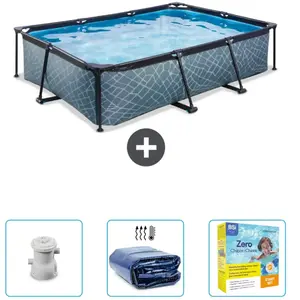 EXIT Rechthoekig Stone Frame Zwembad - 300 x 200 x 65 cm - Inclusief P...