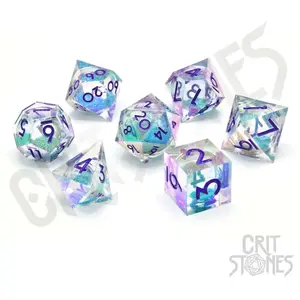 CritStones Liquid Core Dice Set Fantasia Fluid Electroplated (7) pas cher