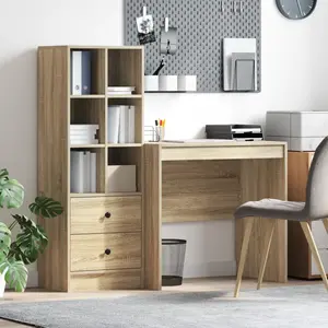 vidaXL Bureau avec tiroir 2 pcs Chêne Sonoma pas cher