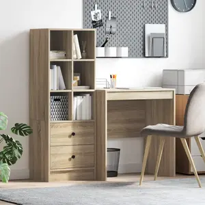 vidaXL Bureau avec tiroir 2 pcs Chêne Sonoma pas cher