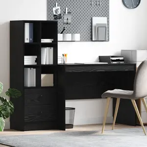 vidaXL Vidaxl Bureau Avec Rangement En Chêne Noir En Bois Aggloméré pas cher