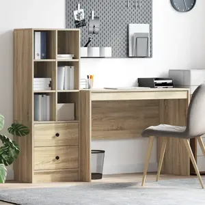 vidaXL Bureau avec tiroir 2 pcs Chêne Sonoma pas cher