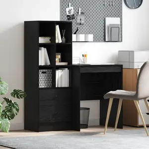 vidaXL Bureau chêne noir avec rangement en bois d'ingénierie pas cher