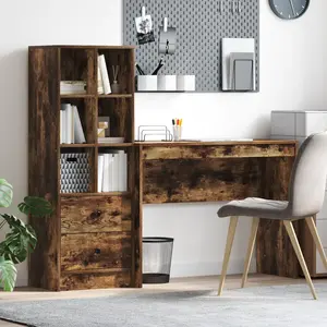 Comparateur de prix : vidaXL Vidaxl Bureau Avec Rangement Chêne Fumé Bois D'ingénierie