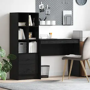vidaXL Vidaxl Bureau Avec Rangement Chêne Noir En Bois D'ingénierie pas cher