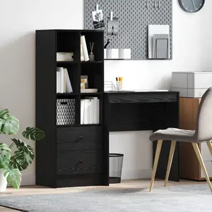 vidaXL Vidaxl Bureau Avec Rangement En Chêne Noir En Bois D'ingénierie pas cher