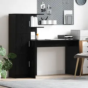 vidaXL Bureau avec rangement en chêne noir en bois d'ingénierie pas cher