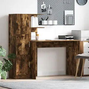 Comparateur de prix : vidaXL Vidaxl Bureau Avec Rangement Chêne Fumé Bois D'ingénierie