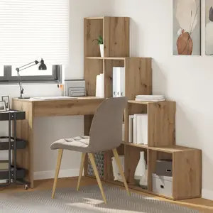 vidaXL Bureau d'angle chêne artisanal 101.5 x 149.5 x 149.5 cm pas cher