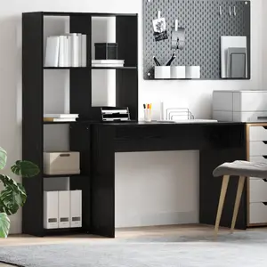 vidaXL Bureau Chêne noir 138.5 x 55 x 143 cm Bois d'ingénierie pas cher