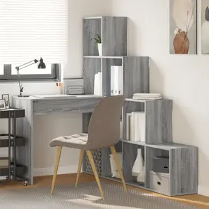 vidaXL Bureau d'angle Sonoma gris 101.5 x 149.5 x 149.5 cm pas cher