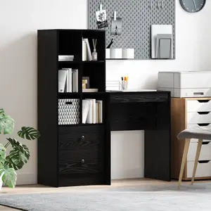 vidaXL Vidaxl Bureau Avec Rangement Chêne Noir Bois D'ingénierie pas cher