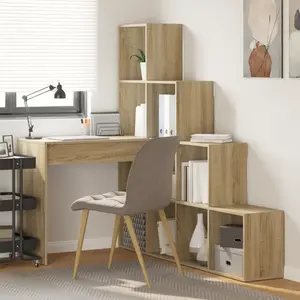 vidaXL Bureau d'angle Chêne sonoma 101.5 x 149.5 x 149.5 cm pas cher