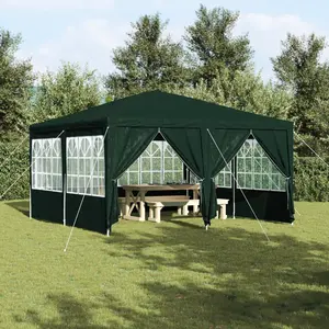 vidaXL Vidaxl Tente De Fête Avec 8 Murs Latéraux Verts 4x4 M Pe pas cher