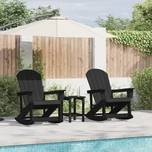 vidaXL Chaises Berçantes Adirondack 2 pcs Noir 73,5 x 92 x 90 cm HDPE pas cher