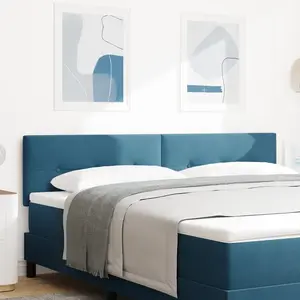 vidaXL Tête de lit capitonnée bleue foncée 180 cm en velours pas cher
