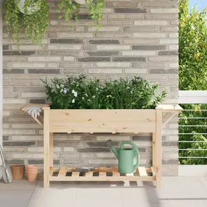 vidaXL Cache-pot de jardin avec étagère Beige 155 x 59 x 76,5 cm pas cher