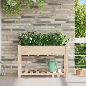 vidaXL Cache-pot de jardin avec étagère Beige 115 x 59 x 76,5 cm pas cher