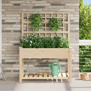 vidaXL Cache-pot de jardin avec étagère Beige 115 x 60,5 x 153 cm pas cher