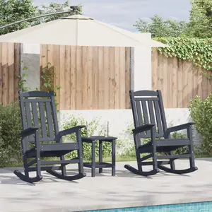 vidaXL Chaises Berçantes de Jardin 2 pcs Bleu Marine 70x92x107,5 cm HDPE pas cher