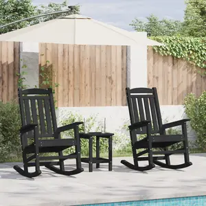 vidaXL Chaises Berçantes De Jardin Vidaxl 2 Pcs Noir 70x92x107.5 Cm Hdpe, Chaise Berçante De Jardin Vidaxl Noir 70x92x108 Cm Hdpe pas cher