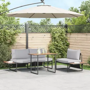 VIDAXL Ensemble De Salle À Manger De Jardin 3 Pièces Avec Coussins Gris Clair pas cher