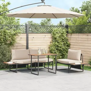 VIDAXL Ensemble De Salle À Manger De Jardin 3 Pièces Avec Coussins Taupe pas cher