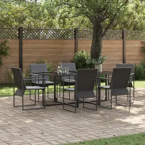 vidaXL Ensemble de salle à manger pour jardin 7 pcs Noir Acier 3335859 pas cher