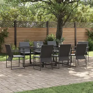 vidaXL Ensemble de salle à manger pour jardin 9 pcs Noir Acier pas cher