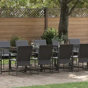 VIDAXL Ensemble de salle à manger de jardin de 18 pièces avec coussins en acier et textilène pas cher