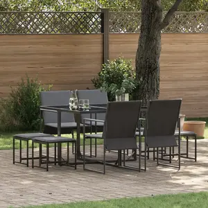 vidaXL Ensemble de salle à manger pour jardin 9 pcs Noir Acier pas cher