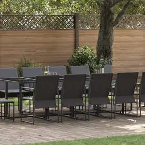 vidaXL Ensemble de salle à manger pour jardin 15 pcs Noir Acier pas cher