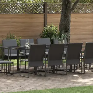 vidaXL Ensemble de salle à manger pour jardin 13 pcs Noir Acier pas cher